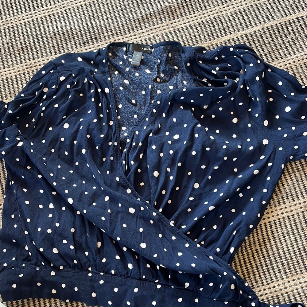 Blue and white aqua blouse
